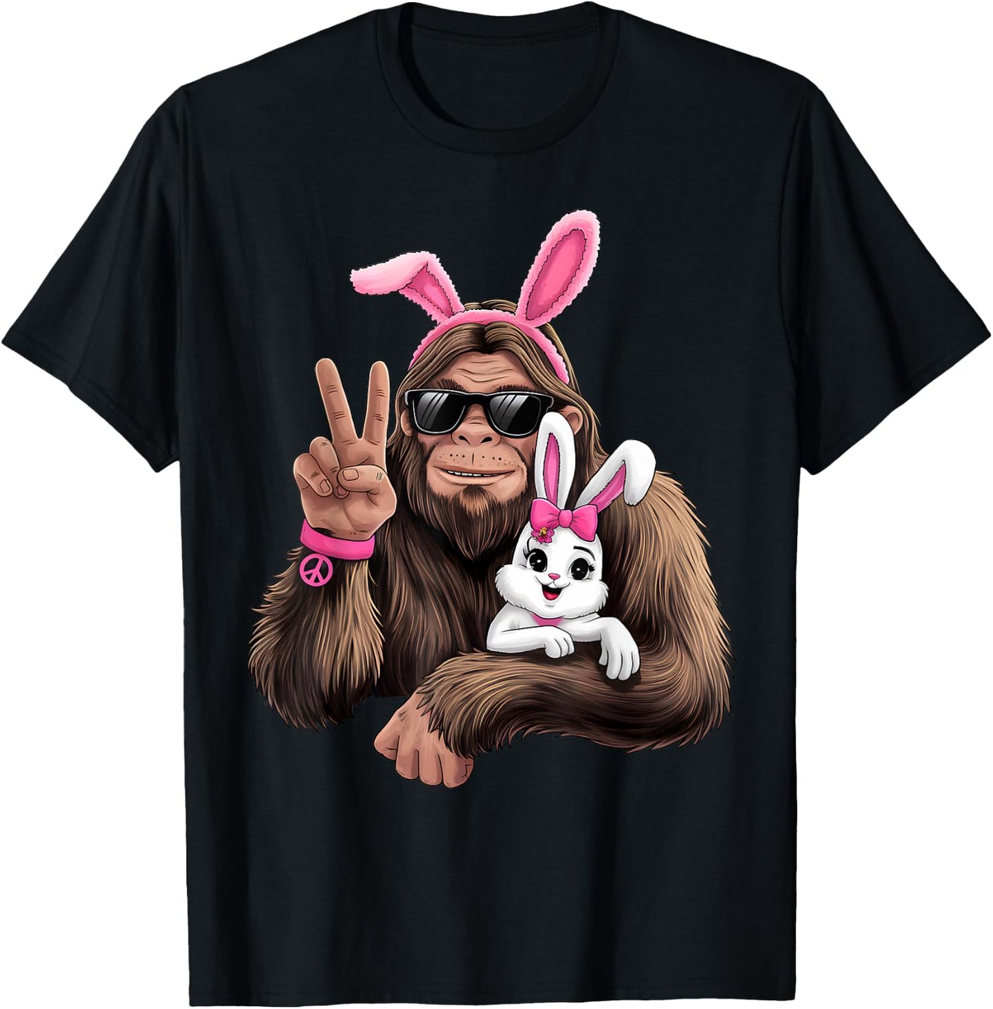 Funny Bigfoot Bunny Easter Day Sasquatch T-Shirt - T-Shirt | Black