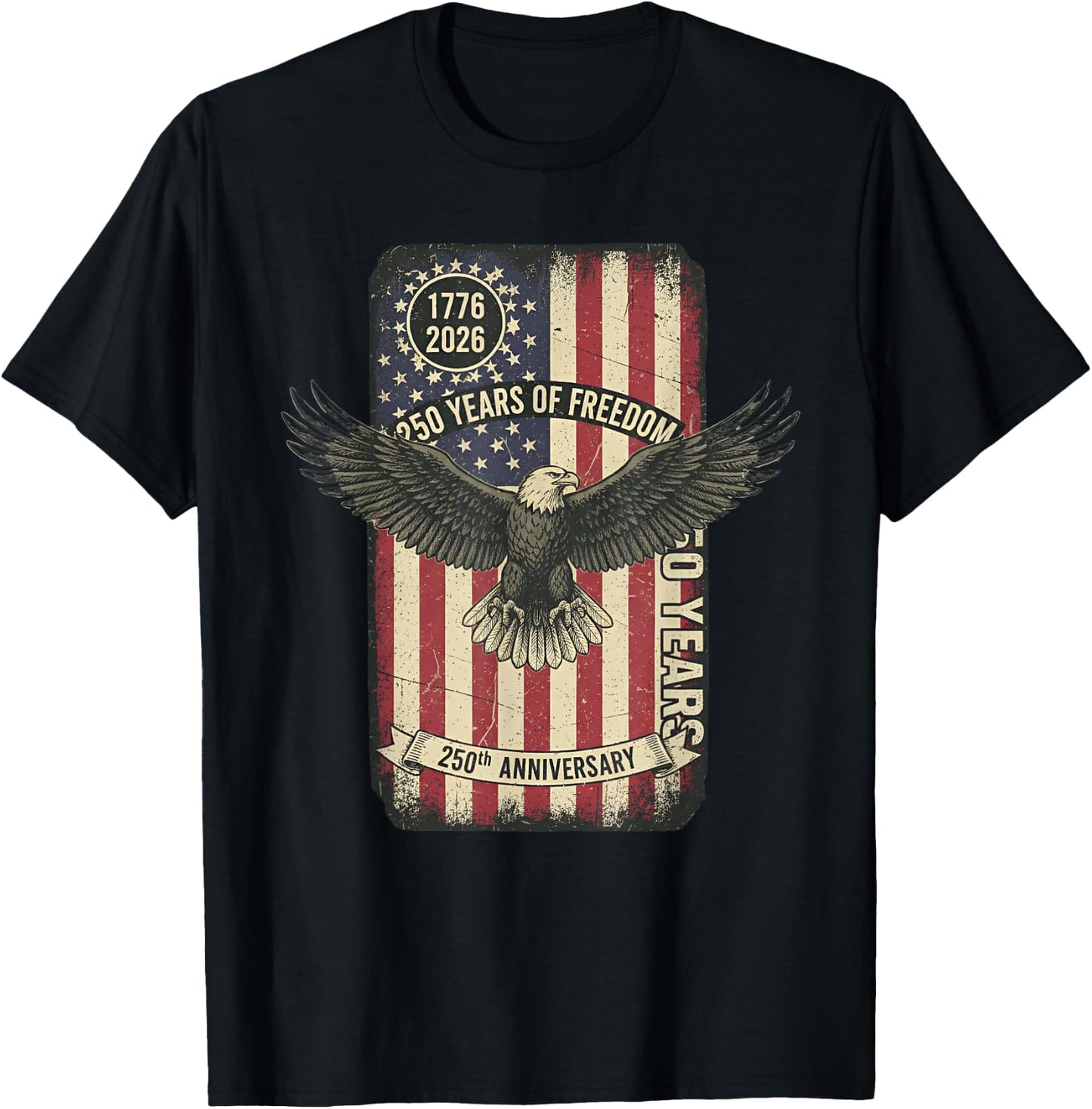 250th 4th of July American 250y 1776 2026 Independence Day T-Shirt - T-Shirt | Black