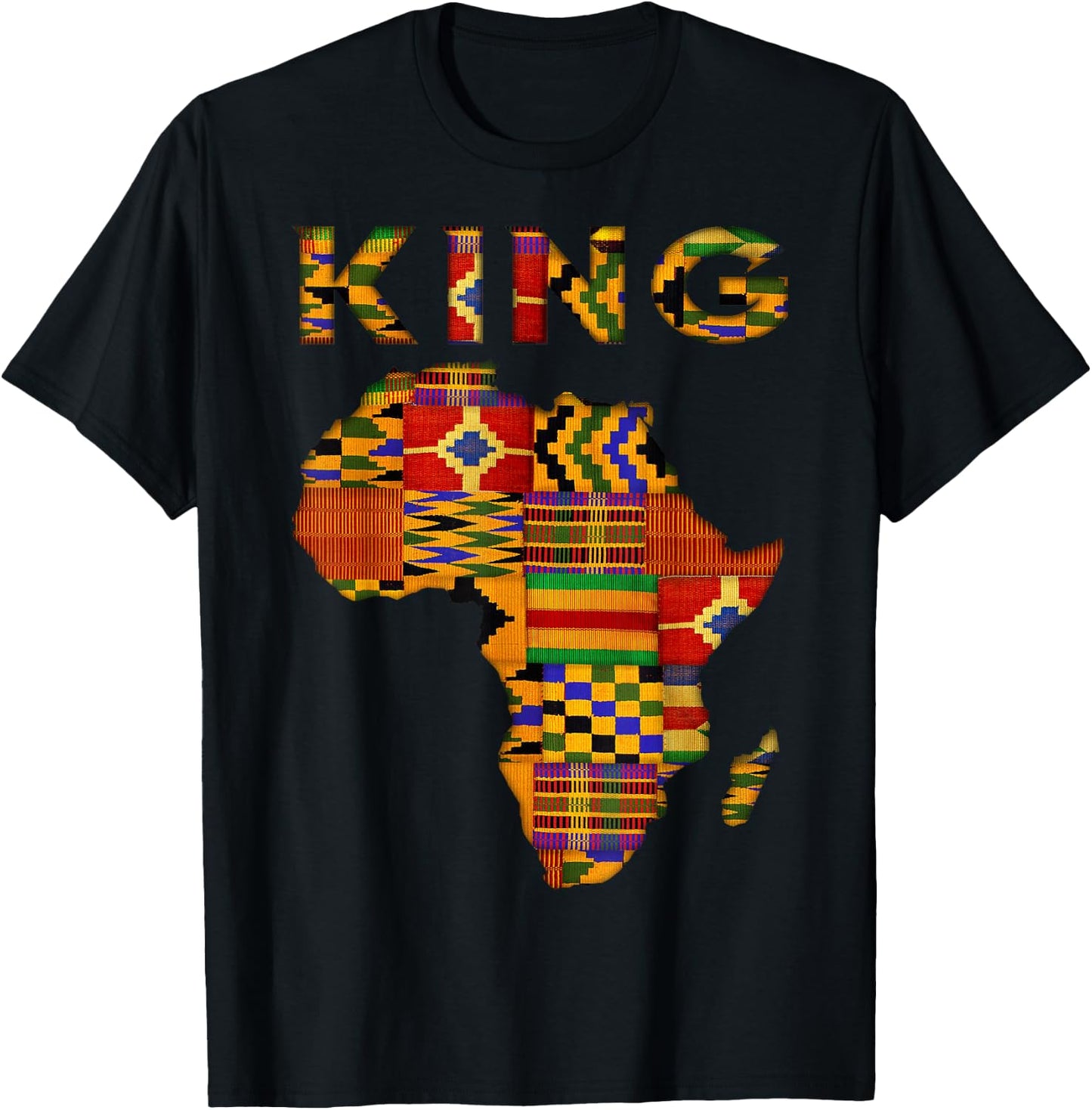 Cool African King Kente Cloth Africa Ghana Kids Men T-Shirt - T-Shirt | Black