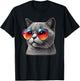 Cute Valentines Day Cat Heart Sunglasses Women Girls T-Shirt - T-Shirt | Black
