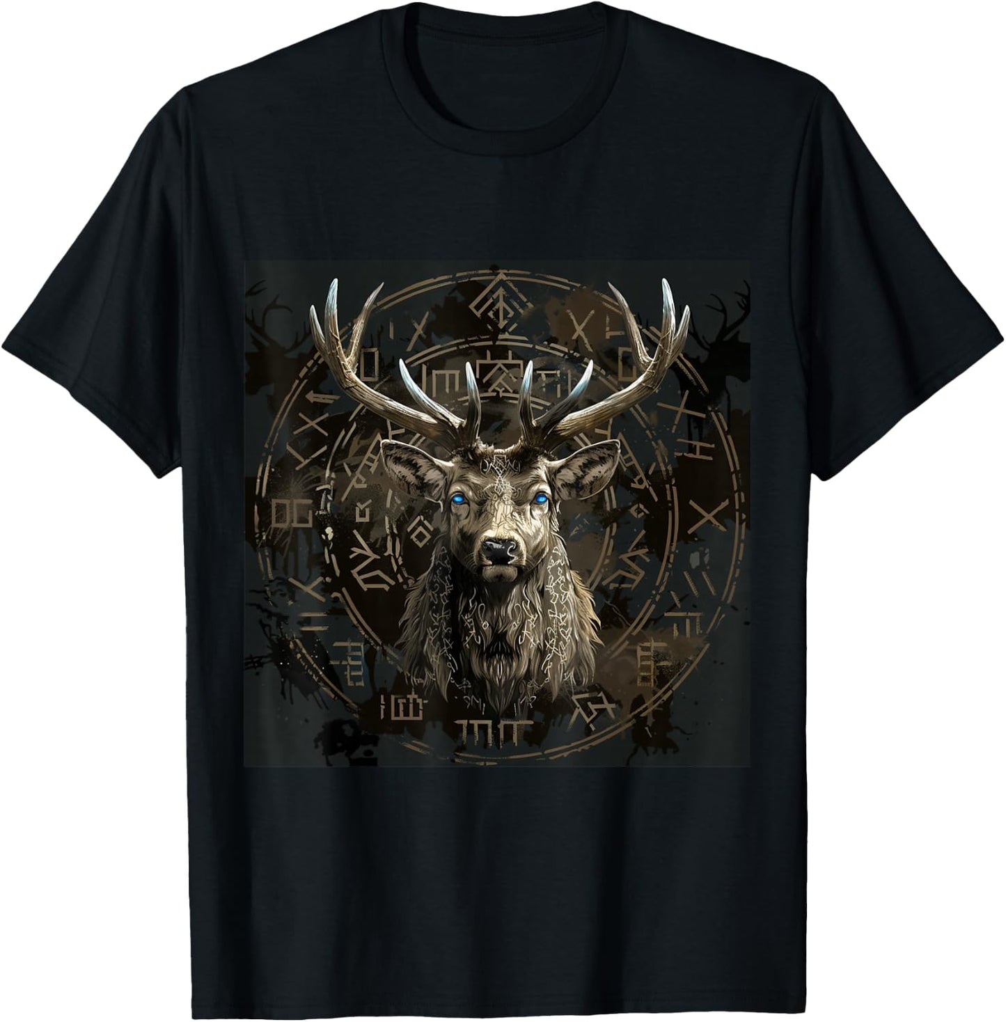 Viking Eikthyrnir Deer Runes Vikings Valhalla Germanen T-Shirt - T-Shirt | Black