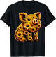 Sunflower Pig Flower Gardening Floral T-Shirt - T-Shirt | Black