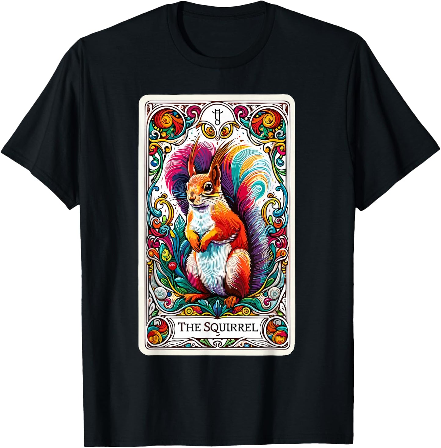 Psychic Tarot Card Squirrel Lover Stuff Mystic Squirrel T-Shirt - T-Shirt | Black