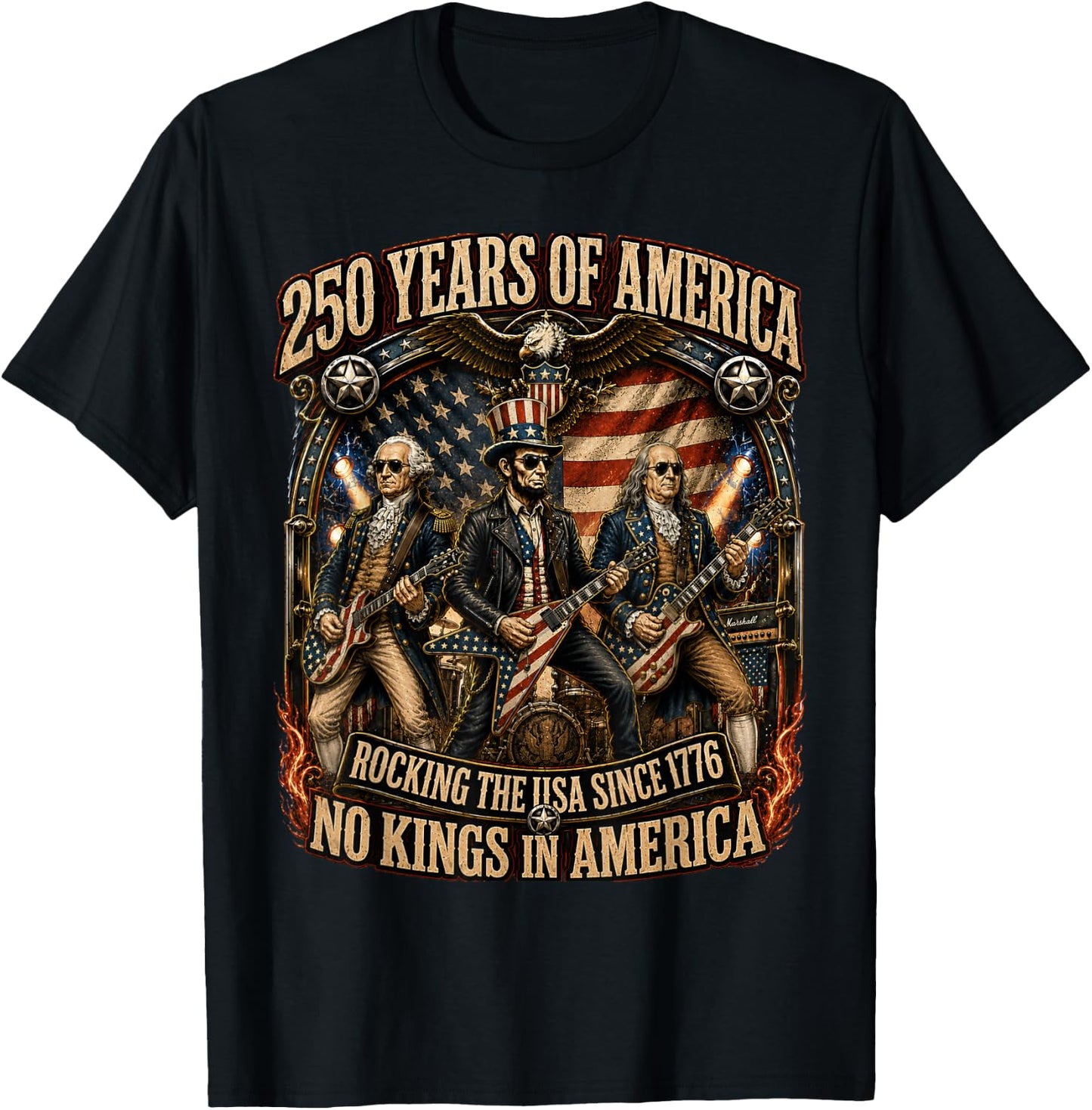4th of July America No Kings Abe Lincoln T-Shirt - T-Shirt | Black