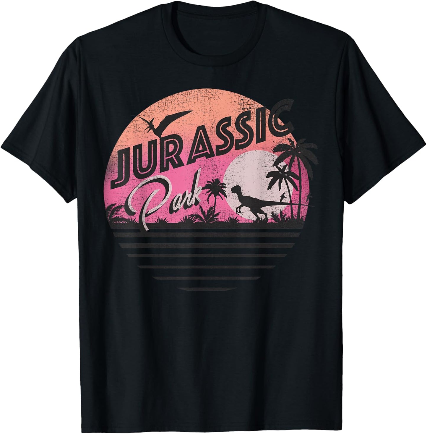 Jurassic Park Retro 90's Dinosaur Scene T-Shirt - T-Shirt | Black