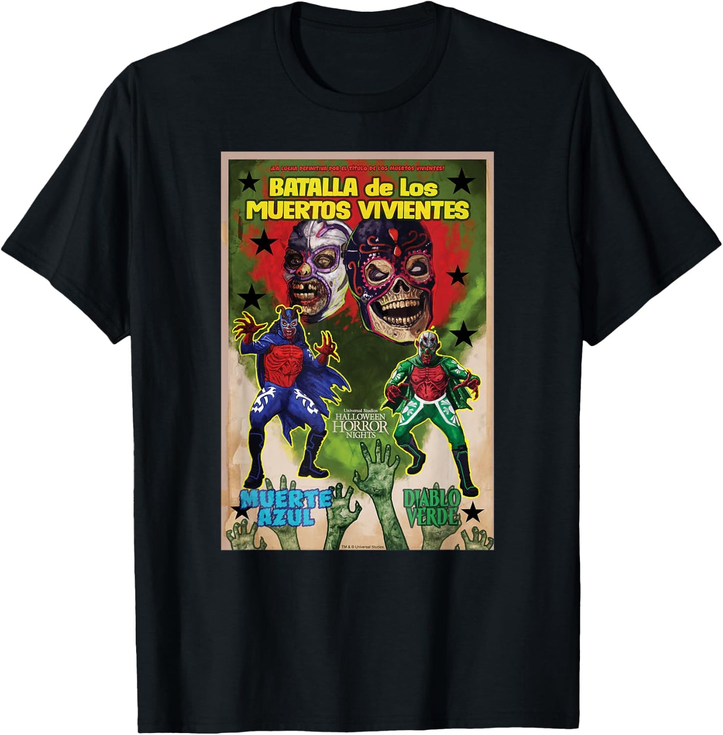 Universal Halloween Horror Nights Lucha Libre Zombies T-Shirt - T-Shirt | Black