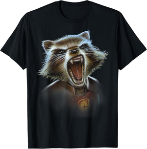 Marvel Guardians of the Galaxy Rocket Face Closeup T-Shirt - T-Shirt | Black