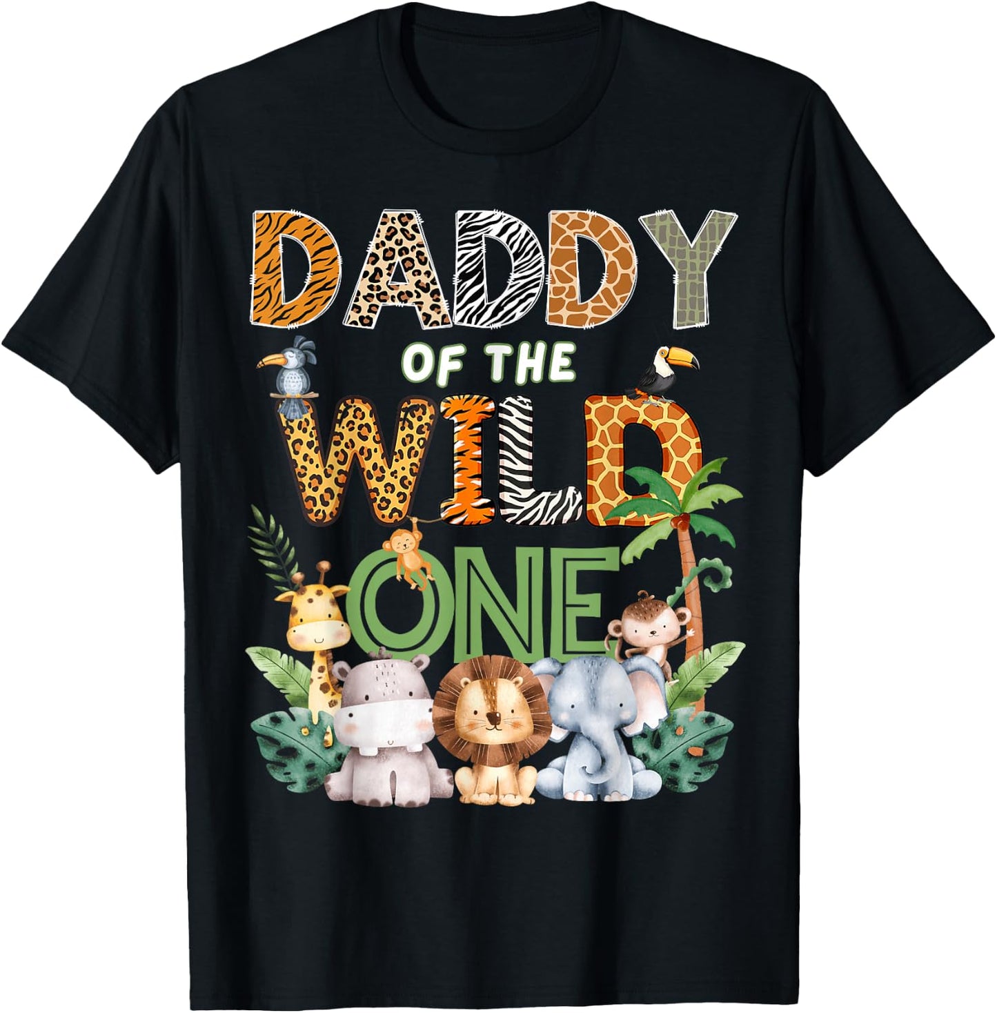 Daddy of The Wild One Safari 1St Birthday Kids T-Shirt - T-Shirt | Black