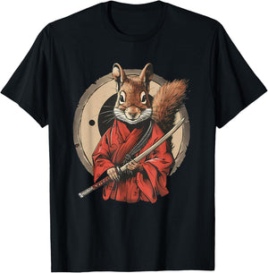 Samurai Squirrel Samurai Artwork Japanese Ninja Squirrel T-Shirt - T-Shirt | Black
