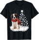 Saint Bernard On Snow Christmas Tree Lighting Scarf Xmas T-Shirt - T-Shirt | Black