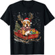 Santa Pitbull reindeer Light Christmas T-Shirt - T-Shirt | Black
