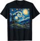 Van Gogh Style The Starry Night - Funny T-Rex Dinosaur Art T-Shirt - T-Shirt | Black