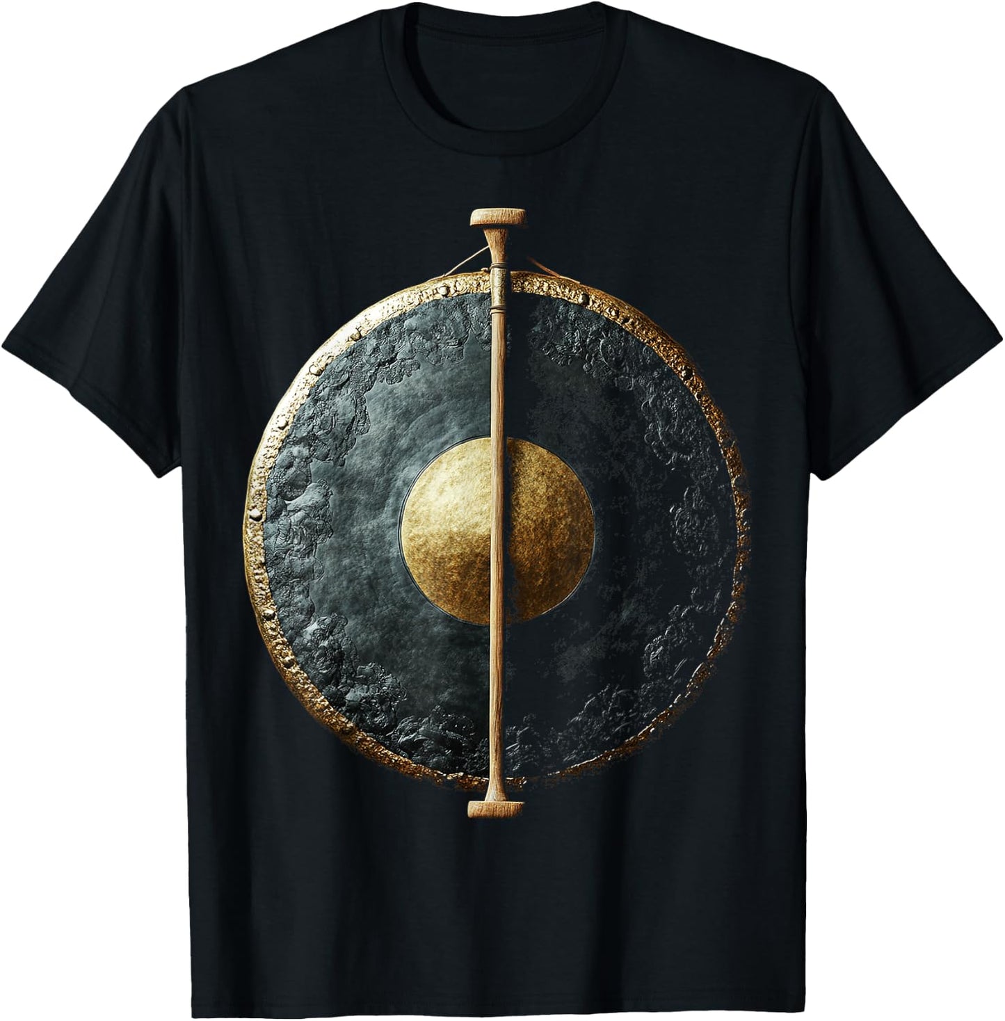 Gong Music Instrument Motif Art Gong T-Shirt - T-Shirt | Black