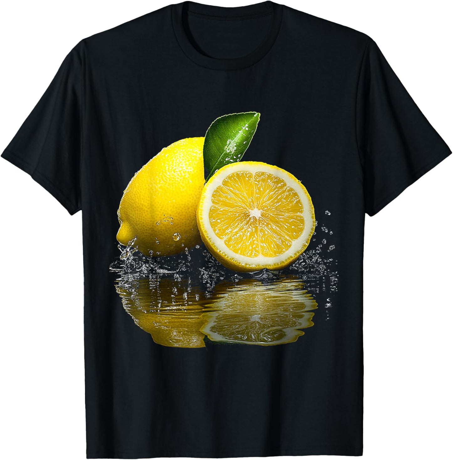 Lemon Lemon Pattern Illustration, Black, S T-Shirt - T-Shirt | Black