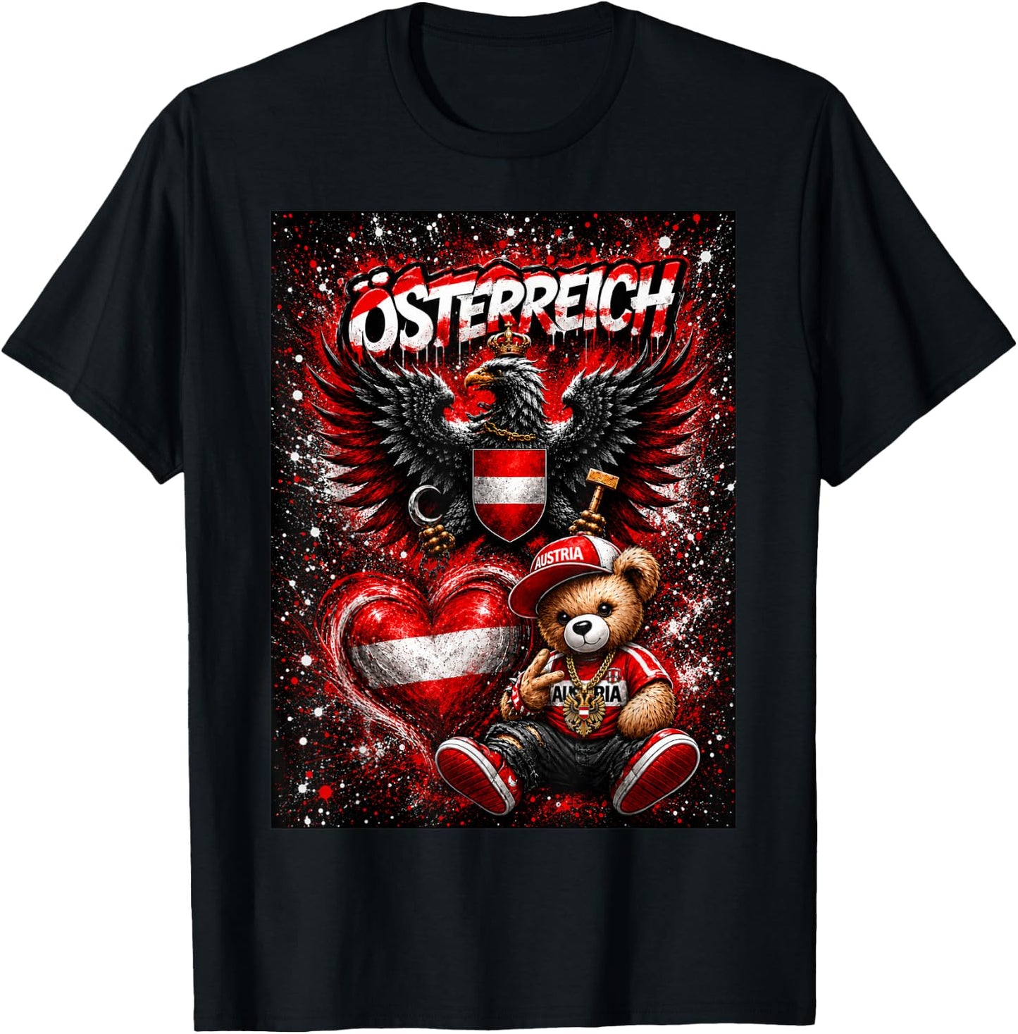 Österreich Adler & Bär Trikot Austria Herren Damen Geschenk T-Shirt - T-Shirt | Black
