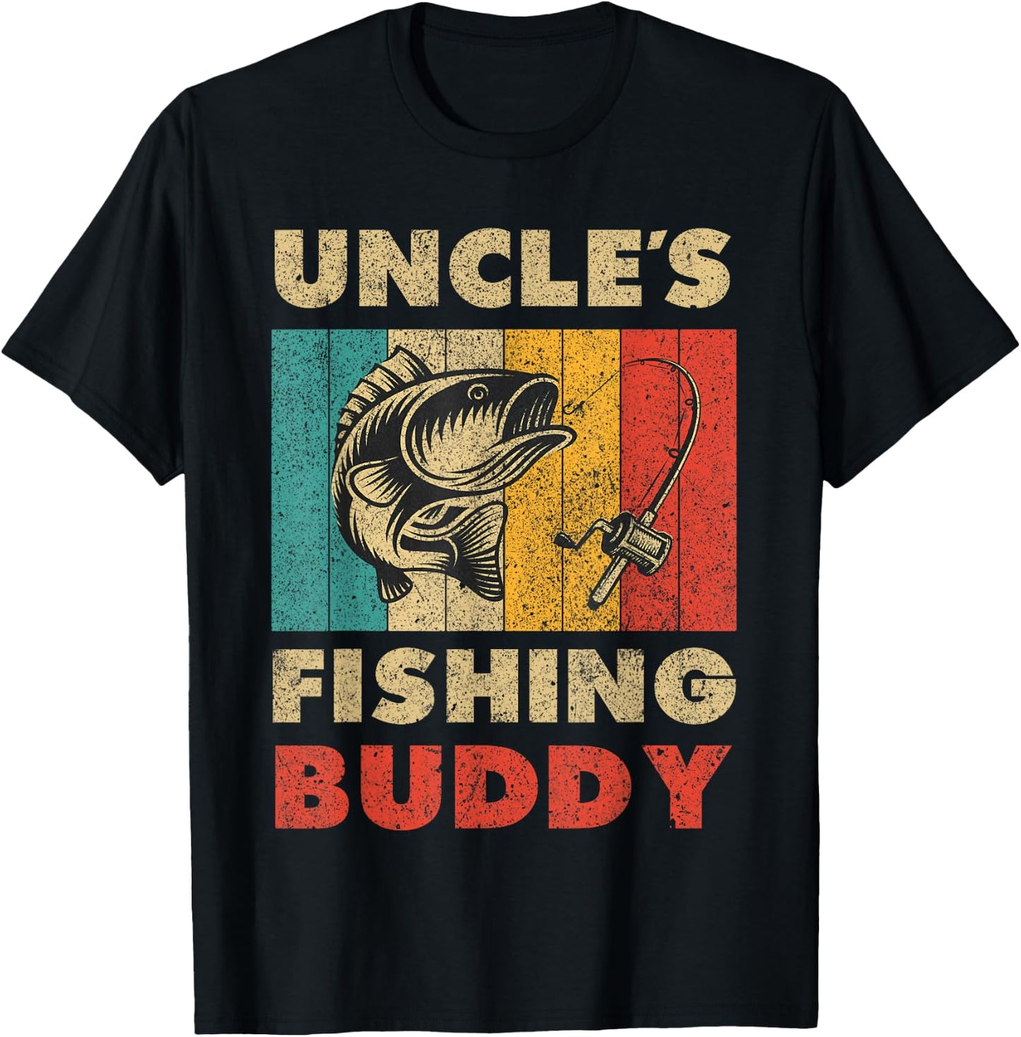 Funny Fishing Uncle's Fishing Buddy Vintage Fishing T-Shirt - T-Shirt | Black