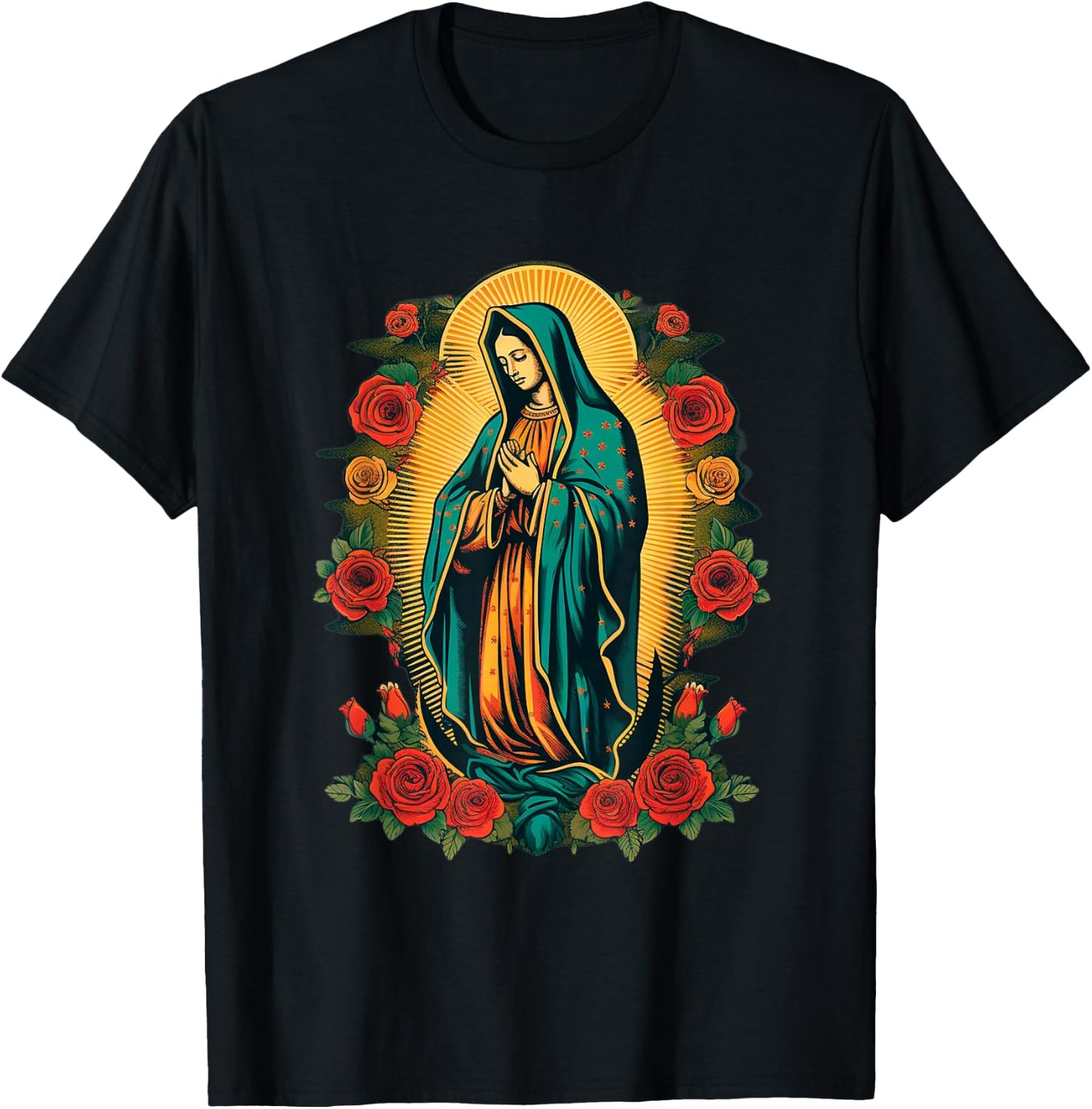 Our Lady Saint Mary Of Guadalupe Virgin Mary Powerful Symbol T-Shirt - T-Shirt | Black