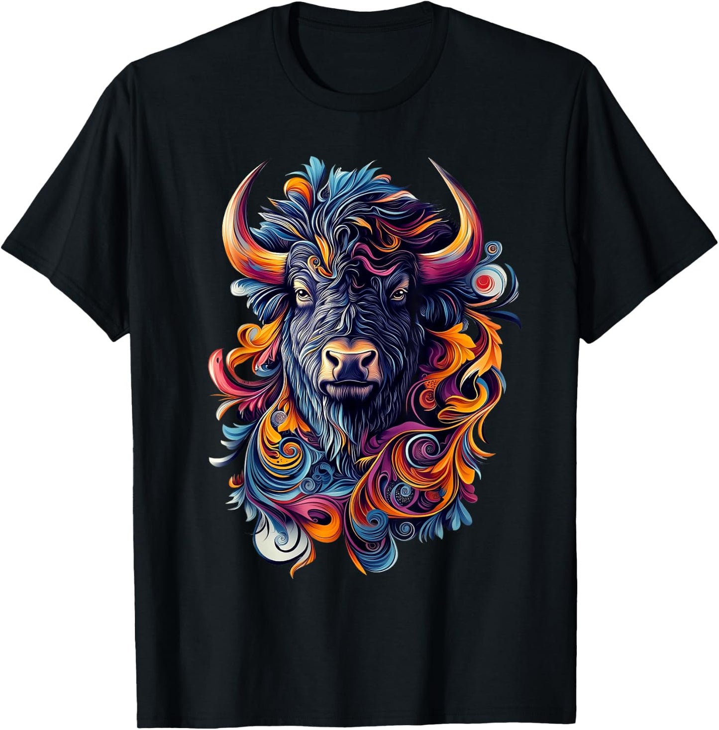 Bison Wildlife Nature Colorful Bison T-Shirt - T-Shirt | Black
