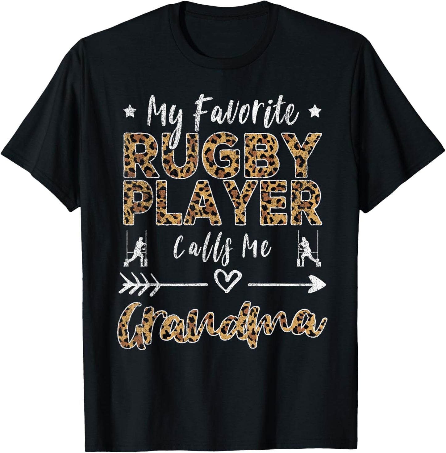 My Favorite Rugby Player Calls Me Grandma Mother's Day T-Shirt - T-Shirt | Black