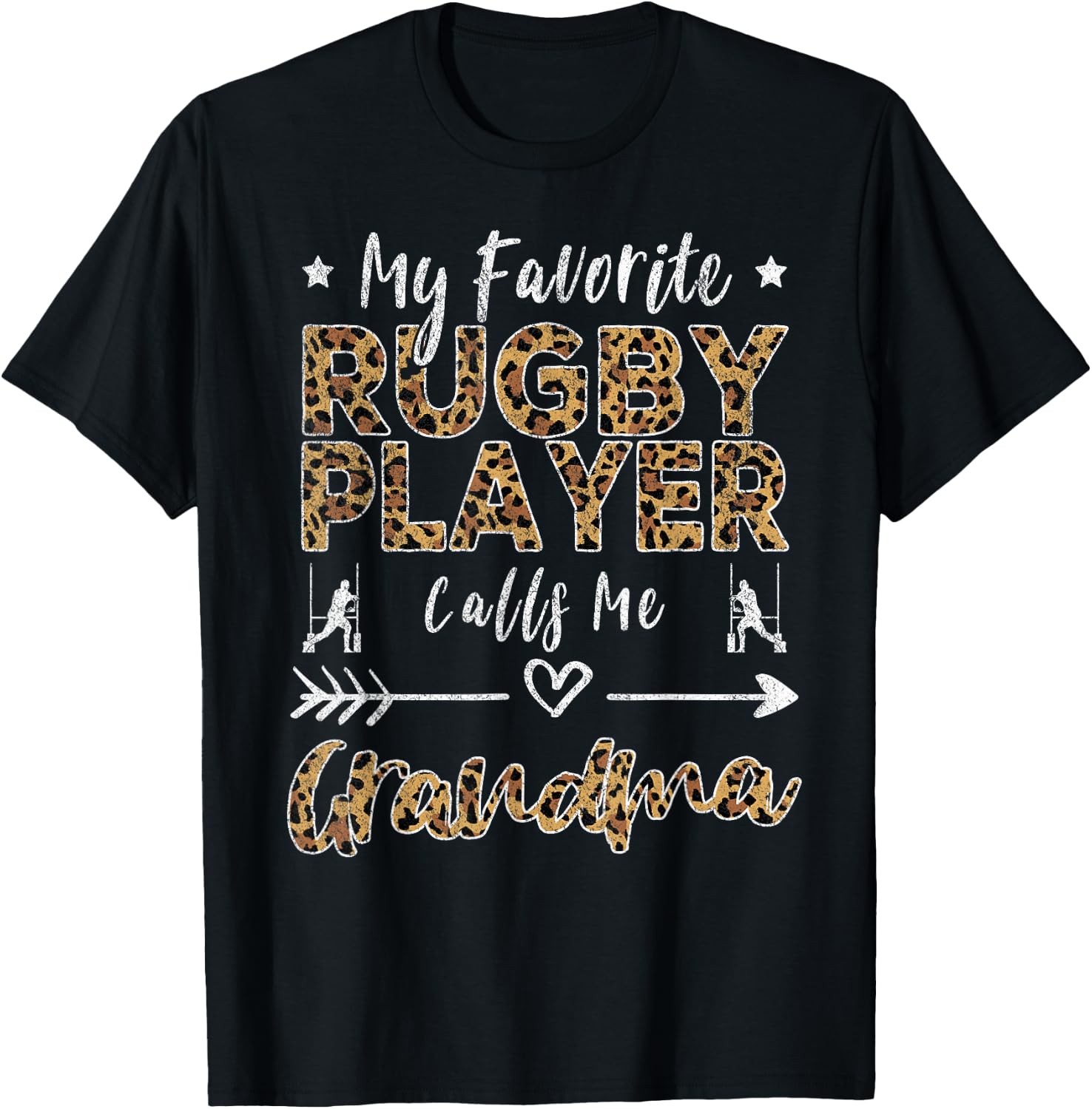 My Favorite Rugby Player Calls Me Grandma Mother's Day T-Shirt - T-Shirt | Black