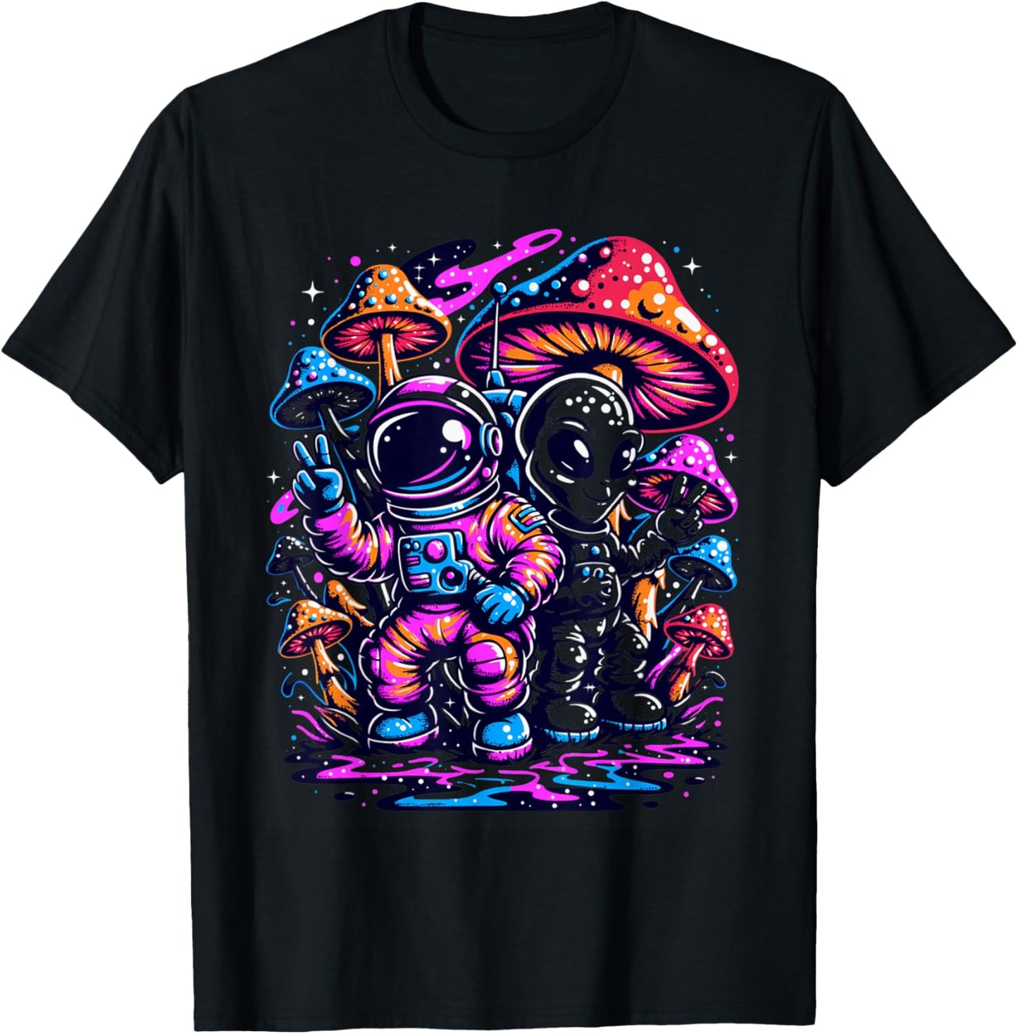 Trippy Space Galaxy Graphic Festival Men Music Men Women T-Shirt - T-Shirt | Black