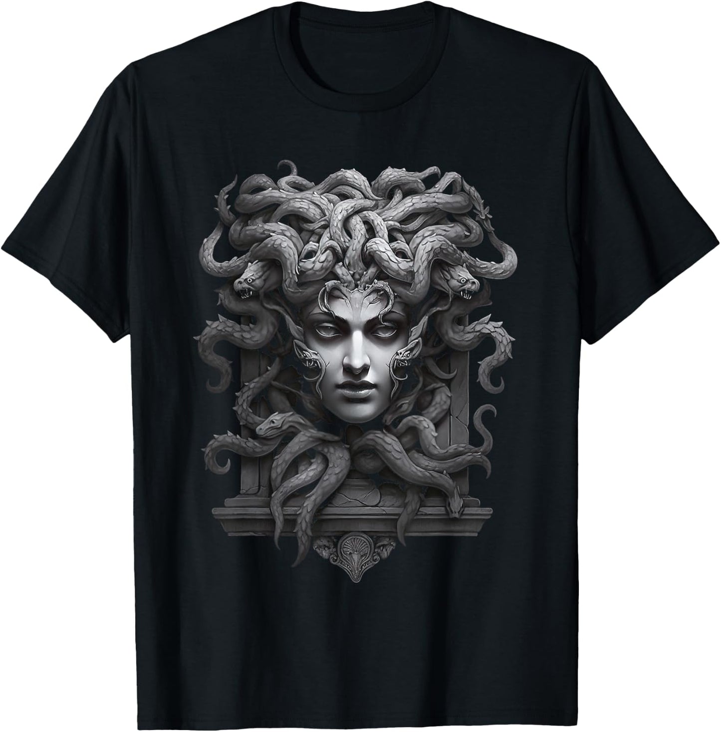 Medusahead Greek Mythology Ancient Snake Hair T-Shirt - T-Shirt | Black