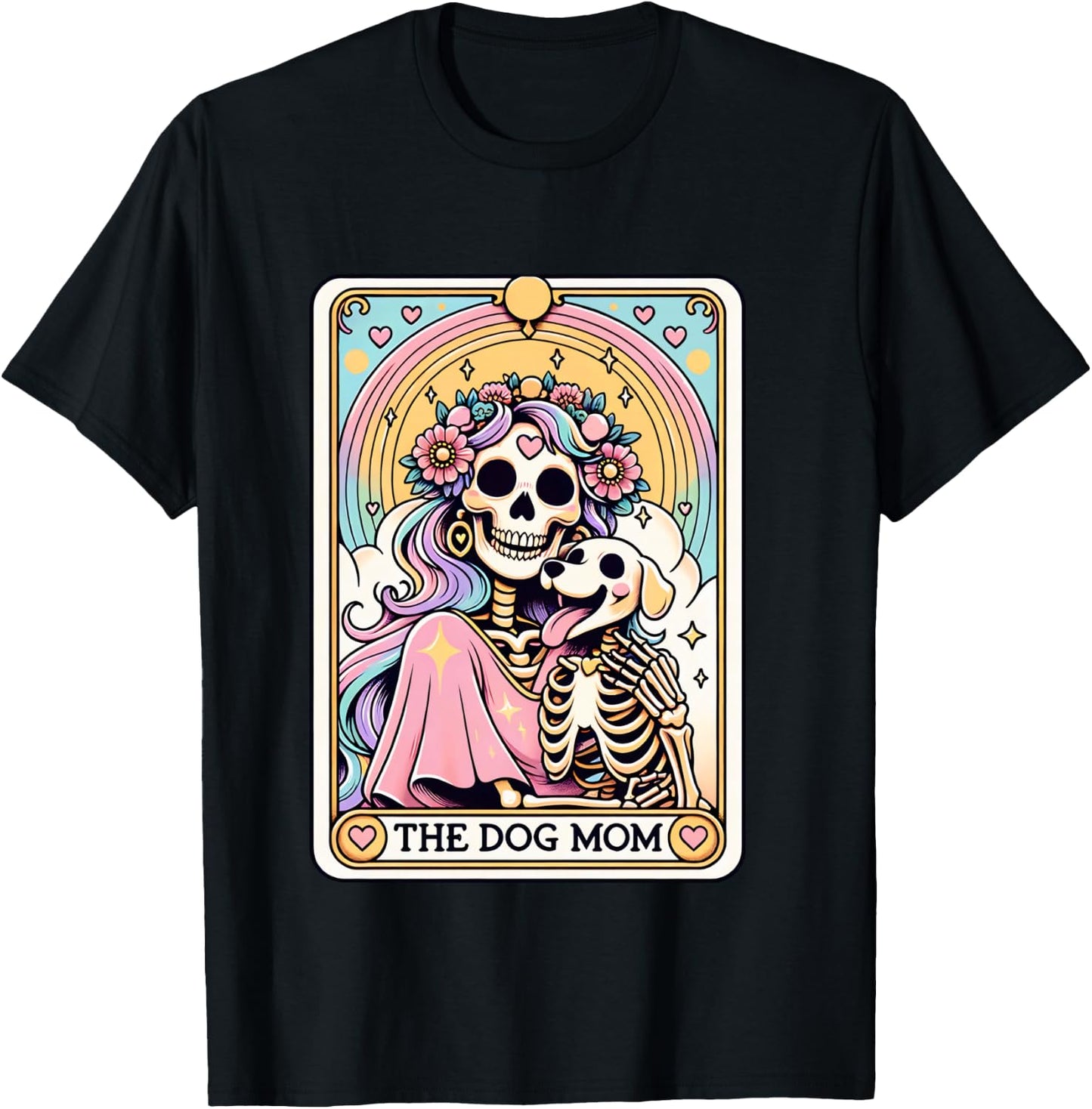 The Dog Mom Tarot Card Cute Skeleton Dog Lover Gift Graphic T-Shirt - T-Shirt | Black
