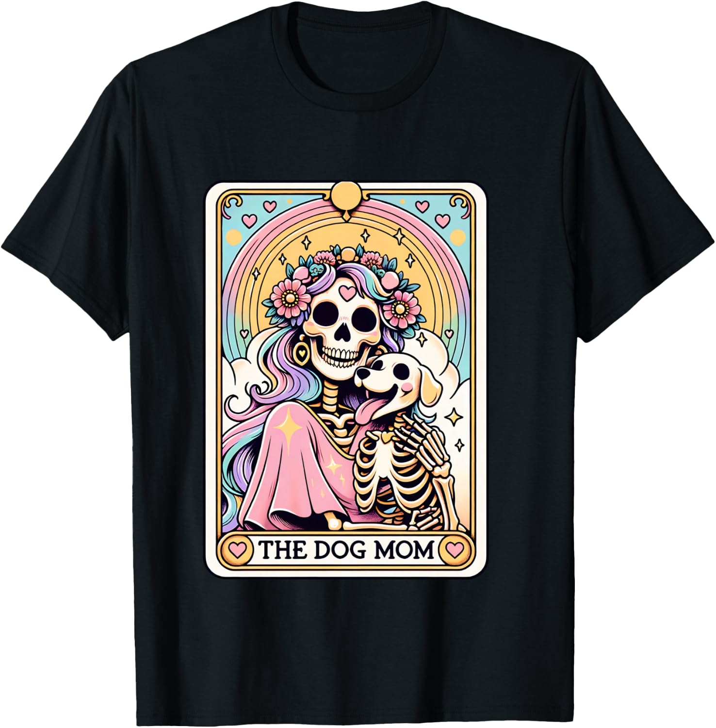 The Dog Mom Tarot Card Cute Skeleton Dog Lover Gift Graphic T-Shirt - T-Shirt | Black