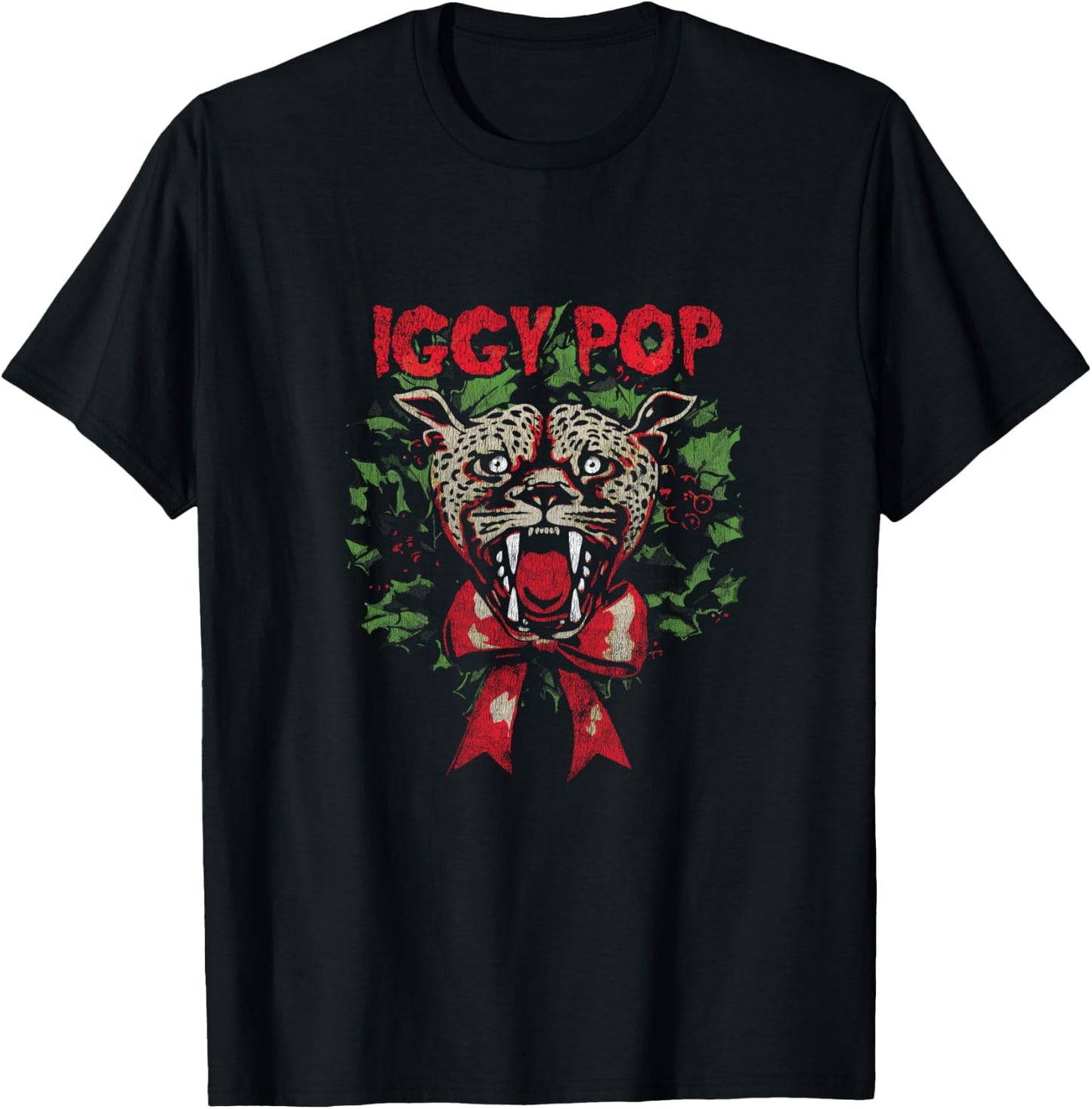 Iggy Pop Christmas Cheetah T-Shirt - T-Shirt | Black