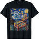 Pinball Arcade Game Machine Starry Night Painting T-Shirt - T-Shirt | Black