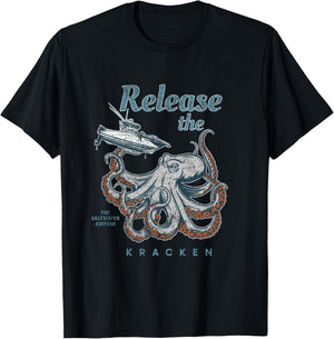 Release The Kraken Saltwater Fishing T-Shirt - T-Shirt | Black