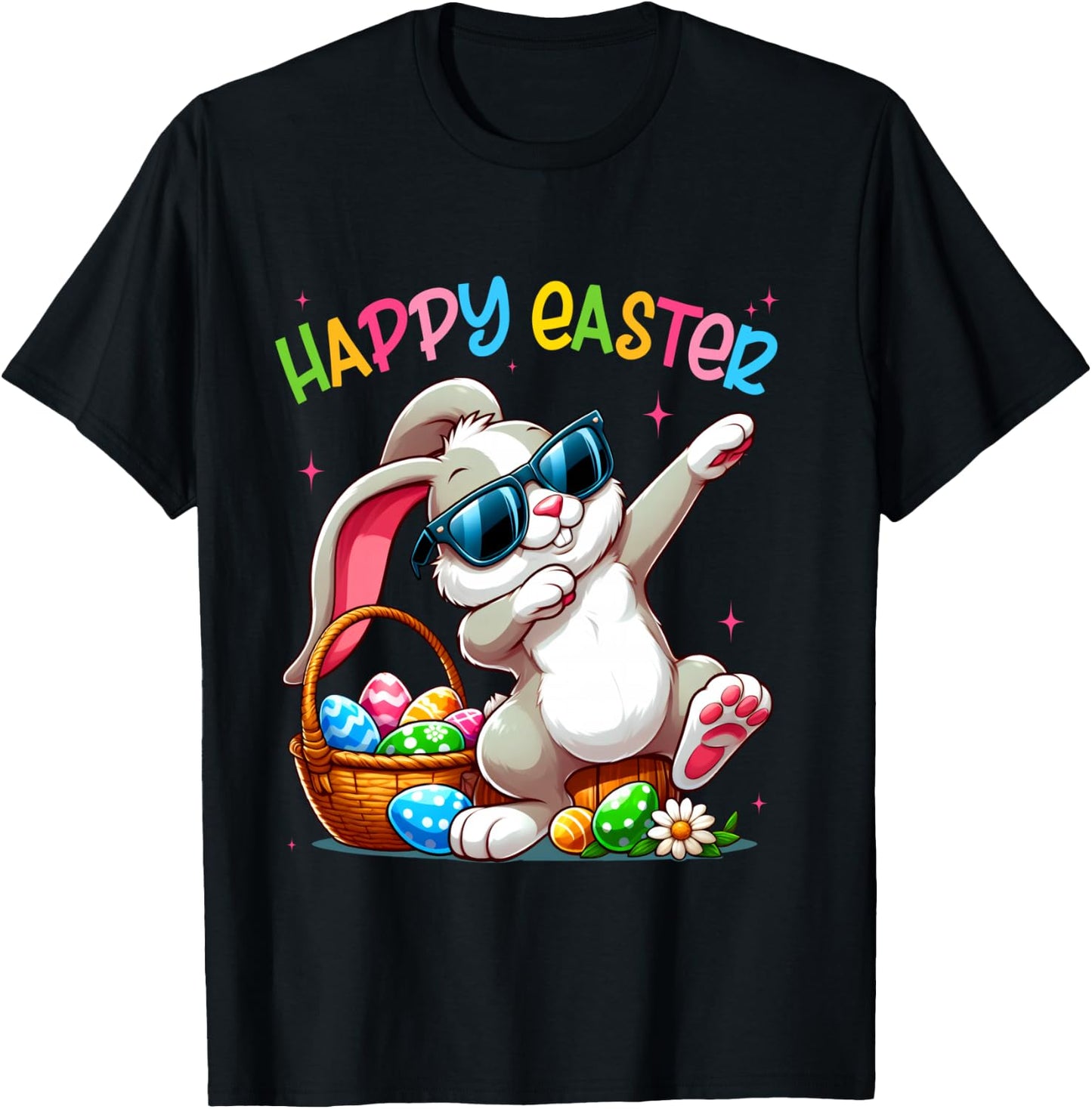 Funny Dabbing Bunny Easter Happy Easter for Boys Girls Adult T-Shirt - T-Shirt | Black