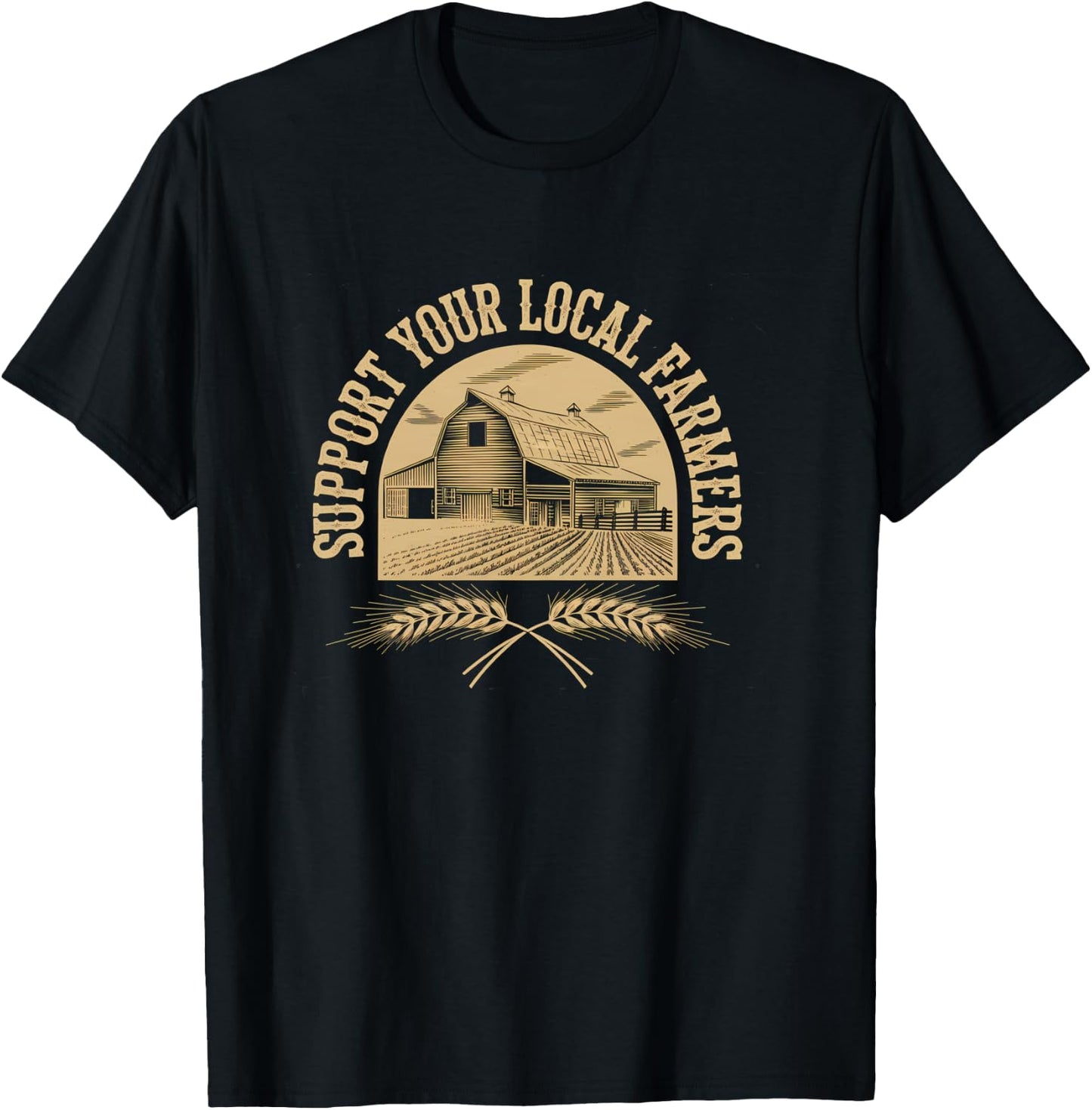 Eat Local Support Local Farmers Dairy Cattle Grandpa Farmer T-Shirt - T-Shirt | Black