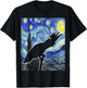 Cockatoo Starry Night Van Gogh Cockatoo Parrot Birding T-Shirt - T-Shirt | Black