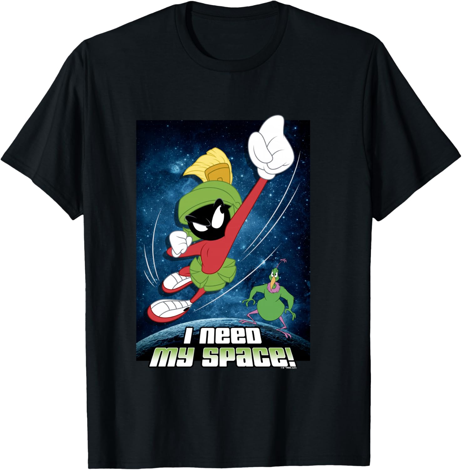Looney Tunes Marvin & Instant Martian Need Space Poster T-Shirt - T-Shirt | Black