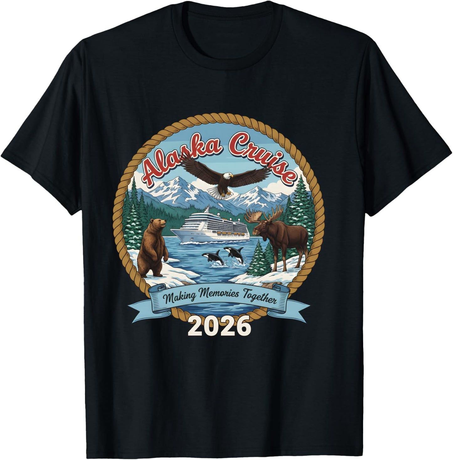 Alaska Cruise 2026 Matching Friends and Family Group Alaskan T-Shirt - T-Shirt | Black