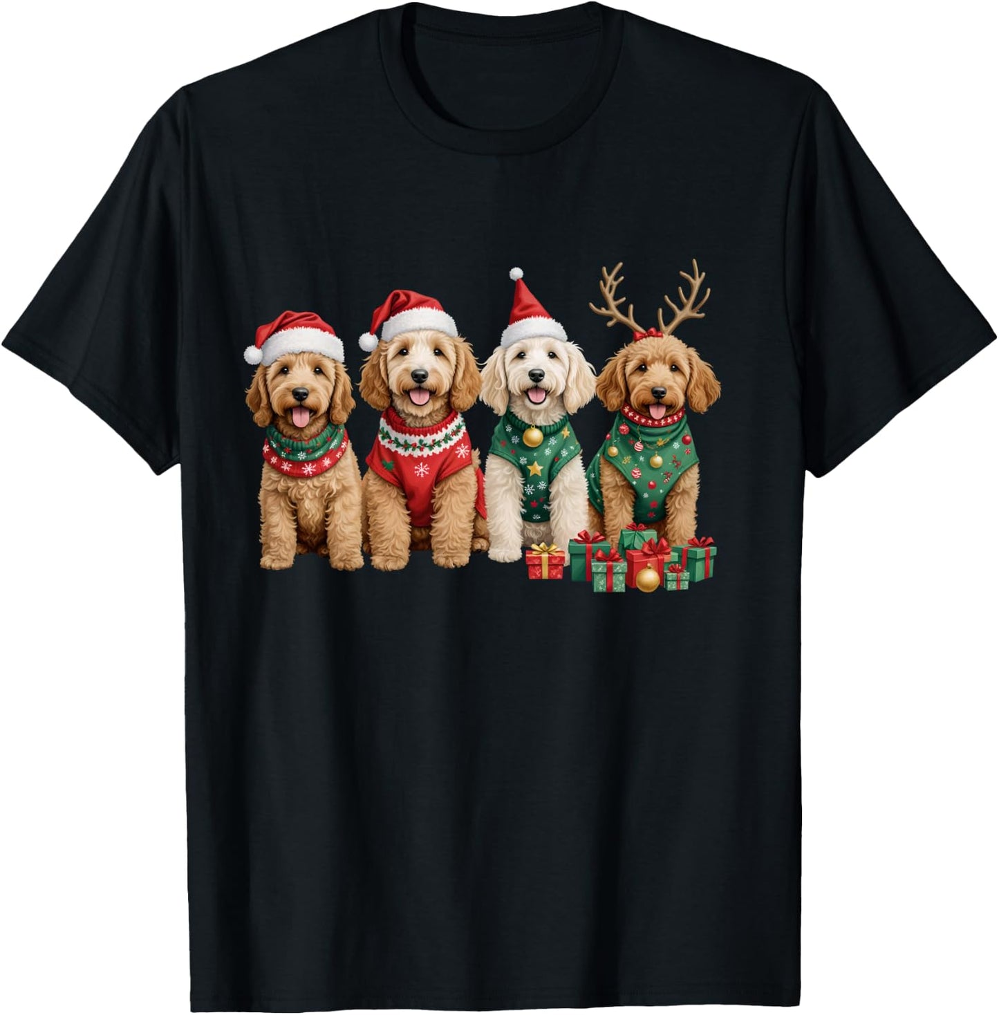 Goldendoodle Christmas Golden Doodle Pajamas Girls T-Shirt - T-Shirt | Black