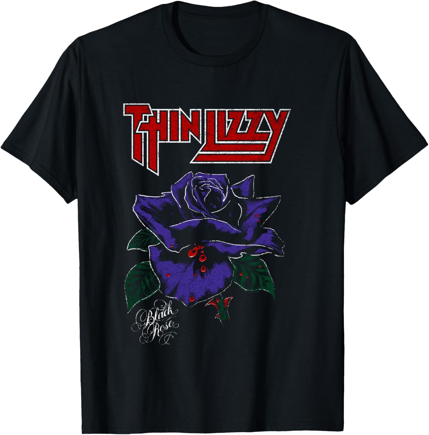 Thin Lizzy Black Rose Color Langarmshirt T-Shirt - T-Shirt | Black