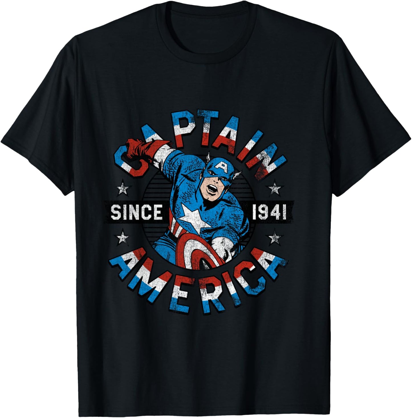 Marvel Avengers Vintage Captain America Comic Hero Since 41 T-Shirt - T-Shirt | Black