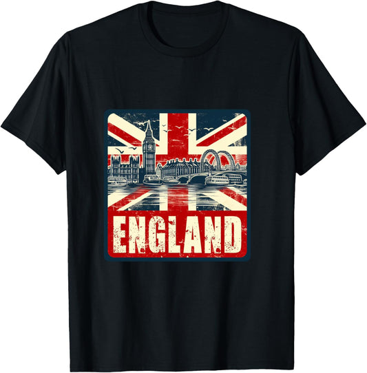 Vintage Union Jack Flag T-Shirt - T-Shirt | Black