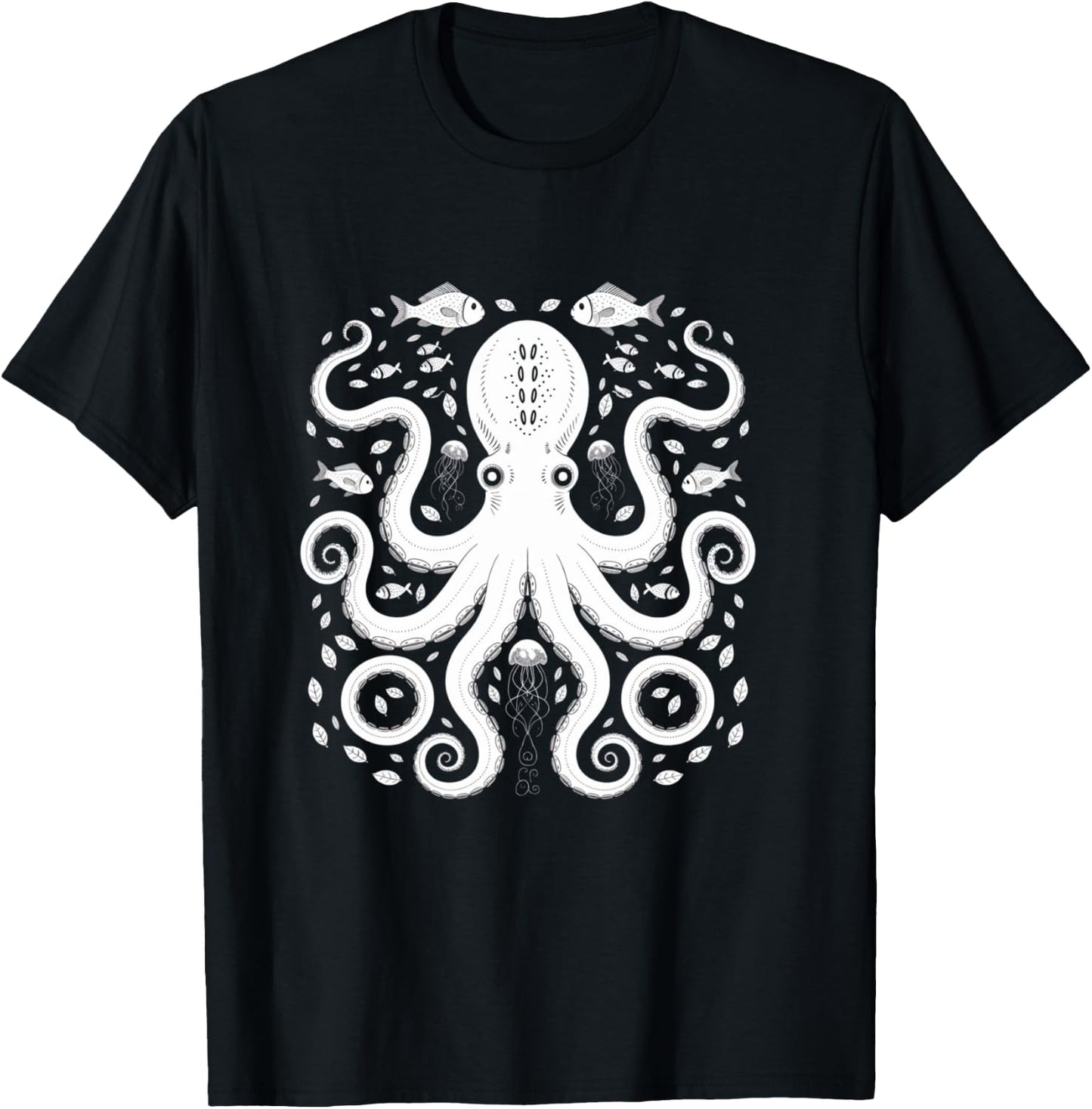 Vintage Octopus Retro Graphic Octopuses Women Men Fisherman T-Shirt - T-Shirt | Black