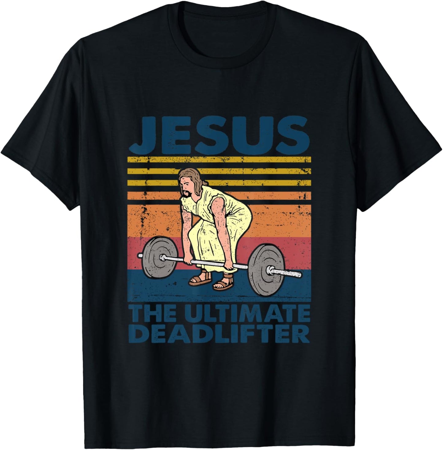 Vintage Jesus The Ultimate Deadlifter Funny Christian Gym T-Shirt - T-Shirt | Black
