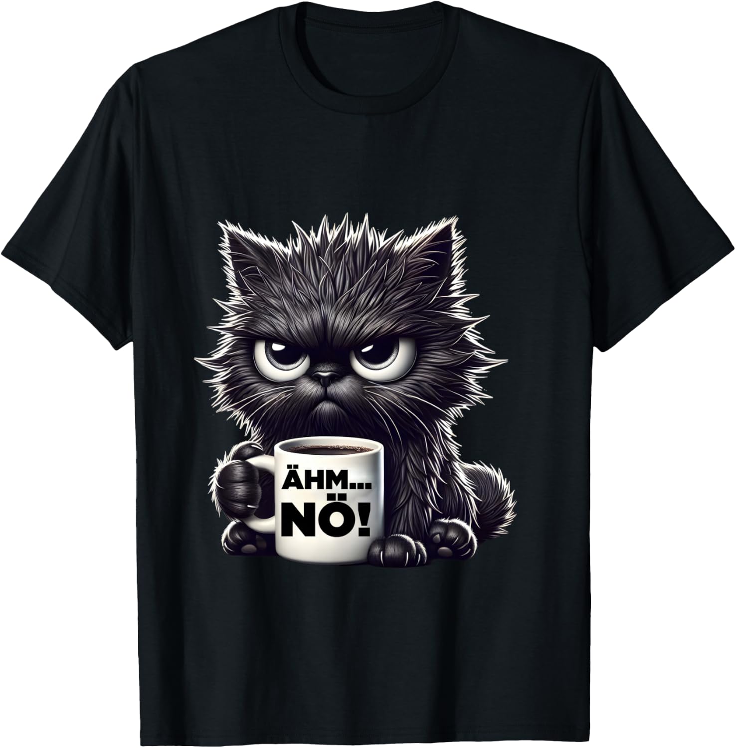Grimmige Cat Work Colleagues Men Women Funny Cats Shirt, black, S T-Shirt - T-Shirt | Black