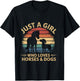 Just a Girl Who Loves Horses and Dogs Coucher de Soleil rétro Manche Longue T-Shirt - T-Shirt | Black