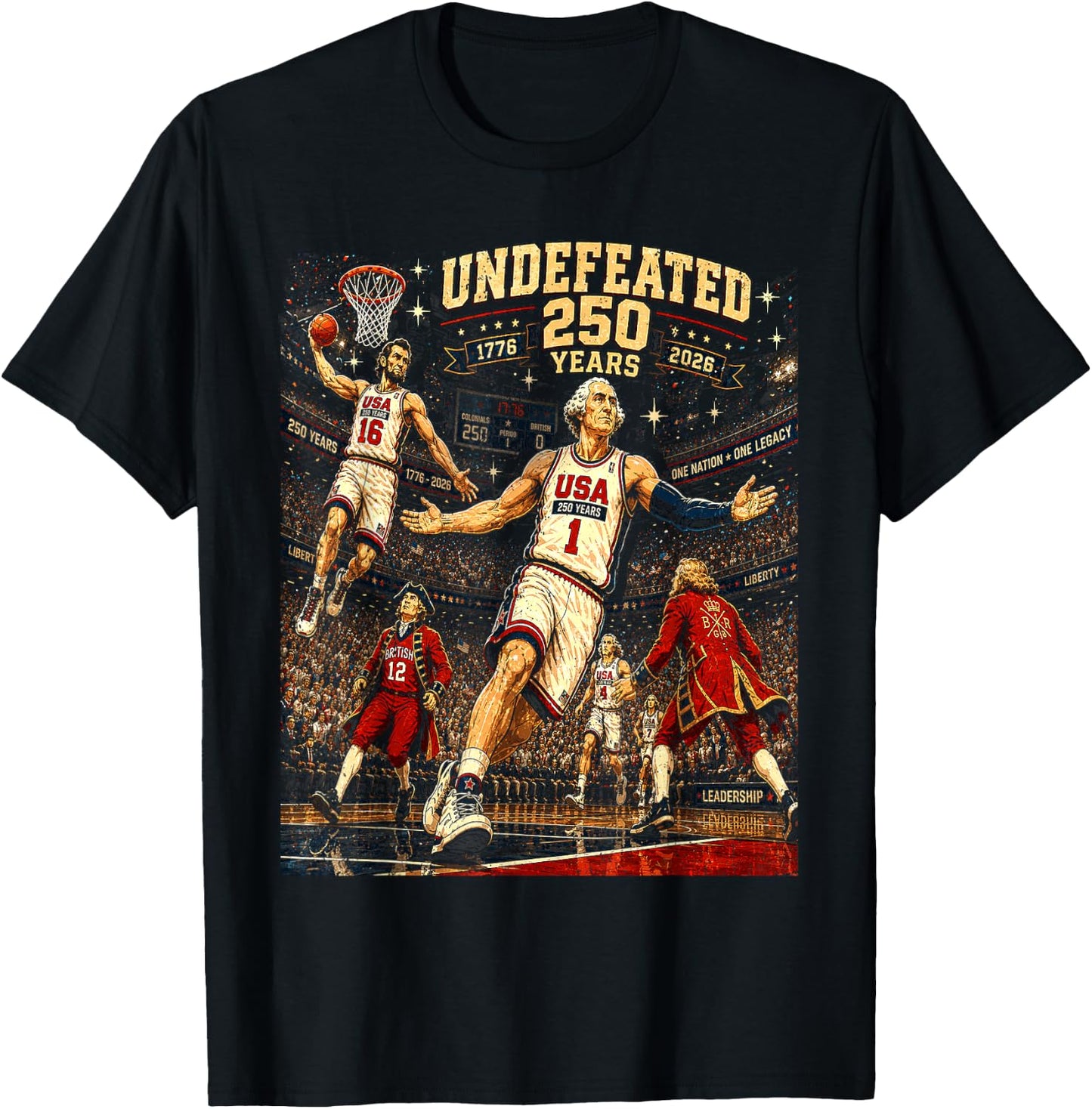 4th of July Basketball Undefeated Since 1776 250 Years T-Shirt - T-Shirt | Black