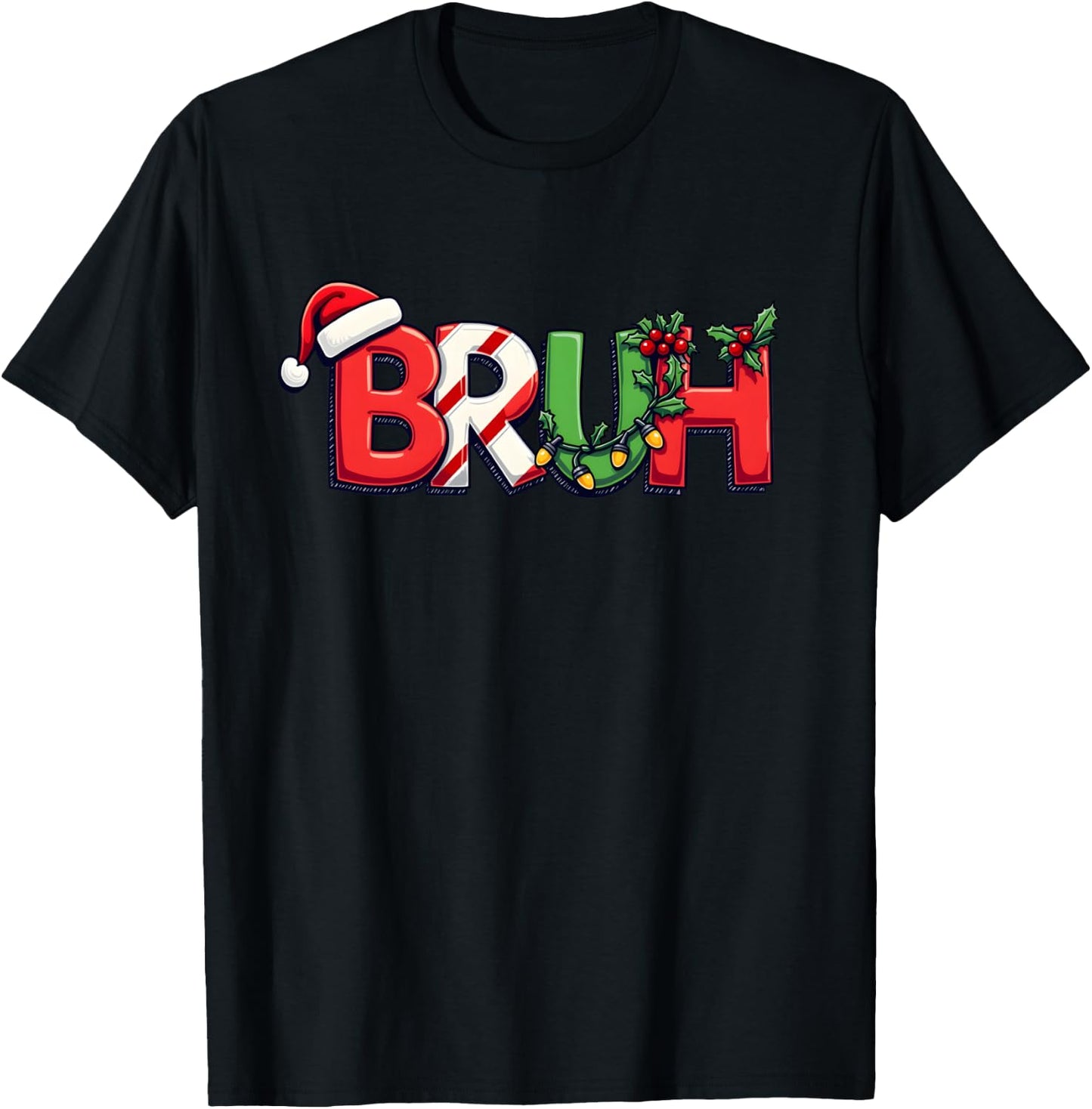 Bruh Funny Saying Bro Teens Boys Kids Christmas Xmas T-Shirt - T-Shirt | Black