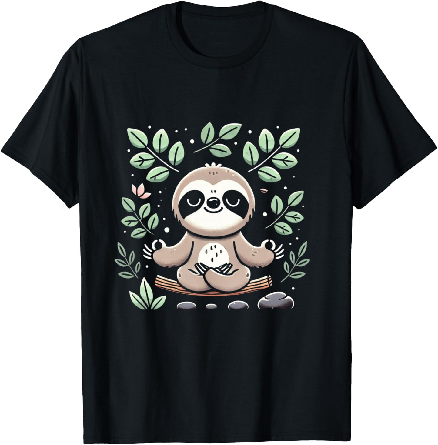 Paresseux mignon et drôle méditant la paix paresseux zen Manche Longue T-Shirt - T-Shirt | Black