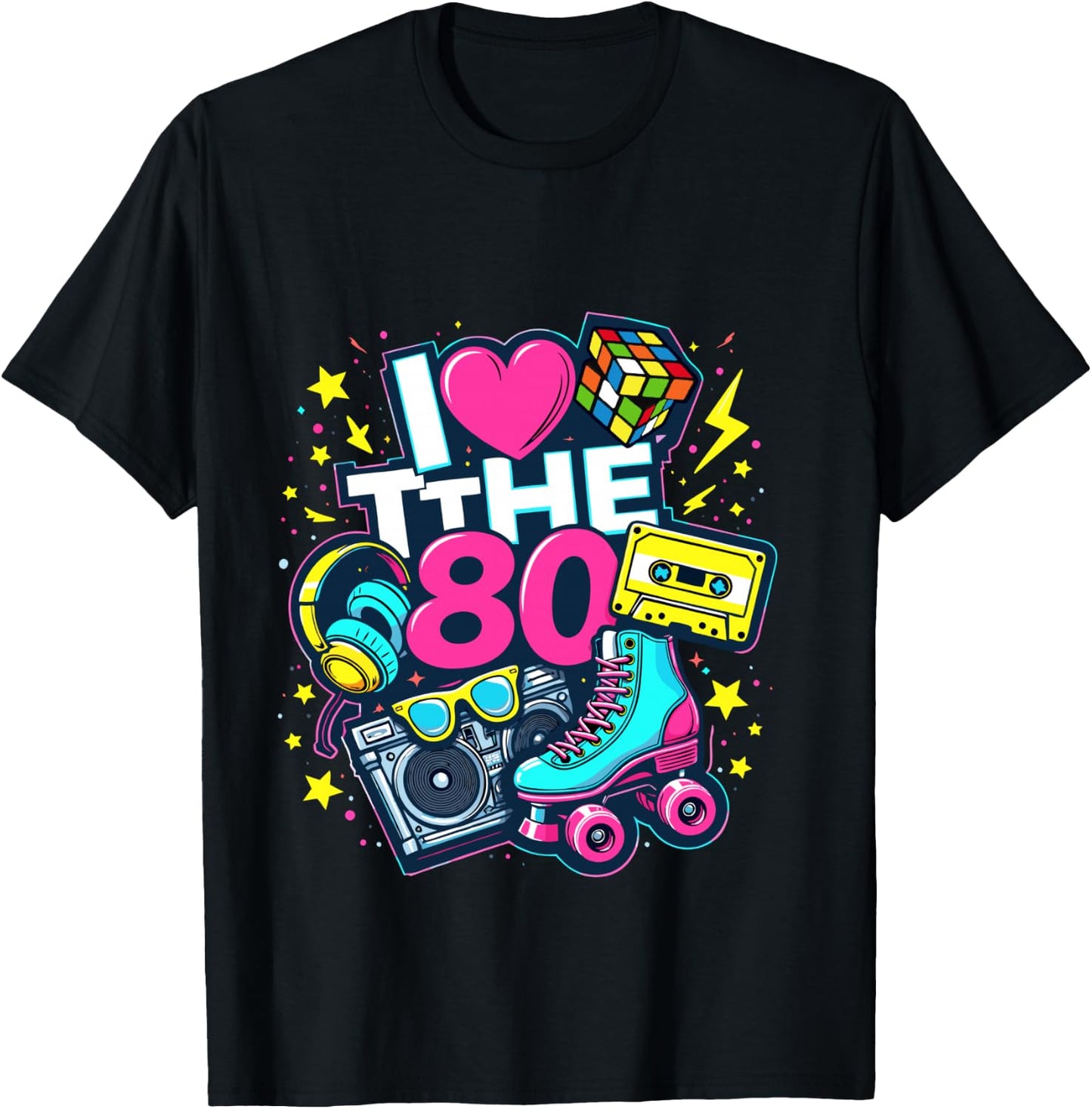 I Love The 80s Shirt Men Women Vintage 80s Party Costume , Black, S T-Shirt - T-Shirt | Black