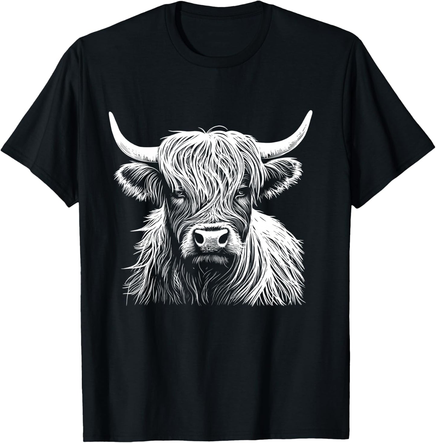Highland Cow Scotland Scottish Fluffy Cow Cute Highland Coo T-Shirt - T-Shirt | Black