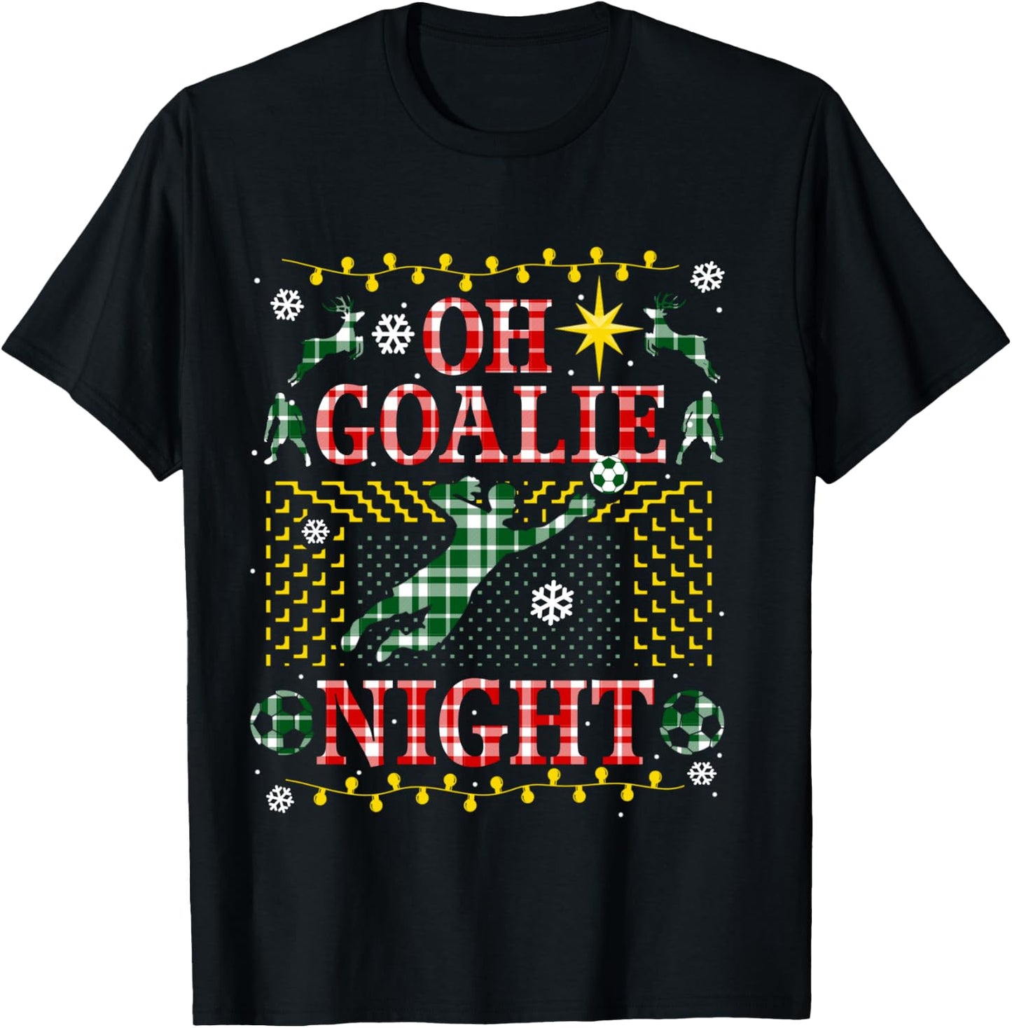 Funny Soccer Goalie Ugly Christmas Sweater Party Goal Keeper T-Shirt - T-Shirt | Black
